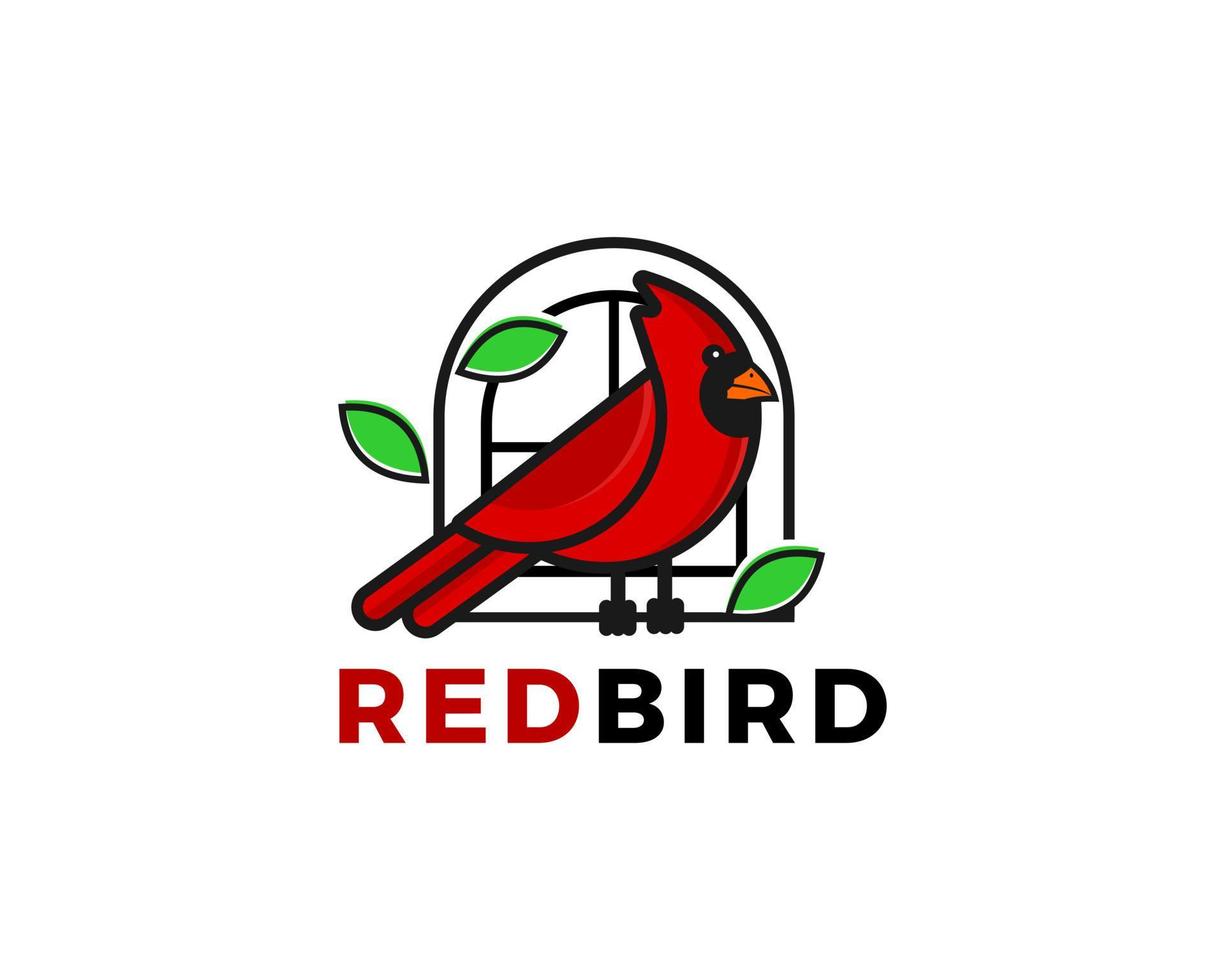 eenvoudige lijntekeningen rode vogel logo, vector