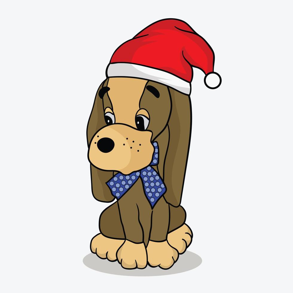 een schattige puppy met een kerstmuts vector