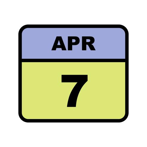 7 april Datum op een eendaagse kalender vector