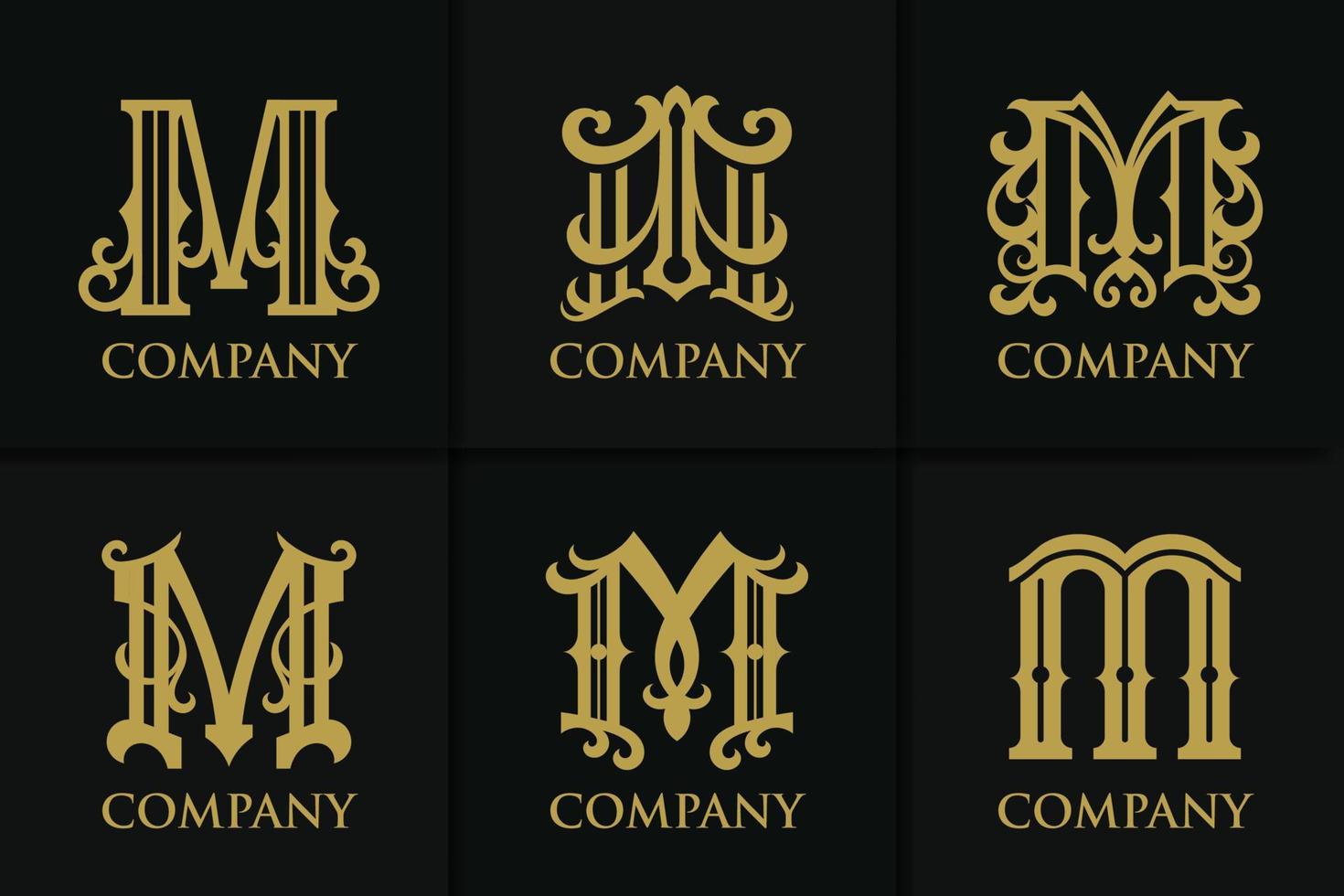 vintage m brief logo monogram sjabloon collectie vector