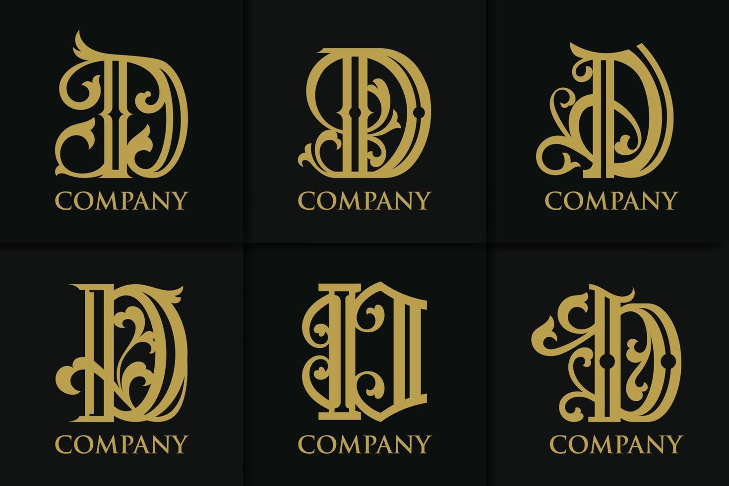 vintage d letter logo monogram sjabloon collectie vector