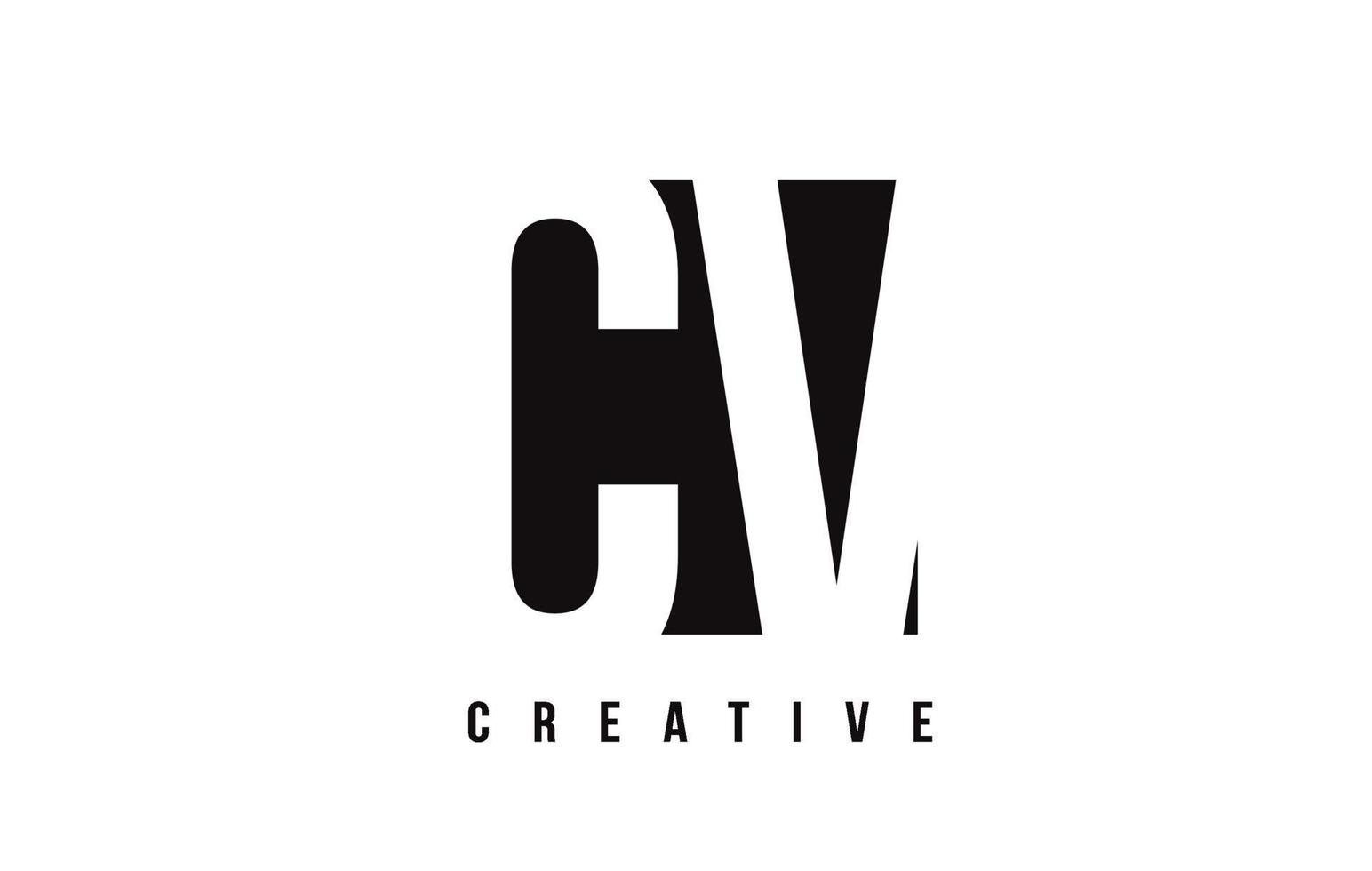cv cv witte letter logo-ontwerp met zwart vierkant. vector
