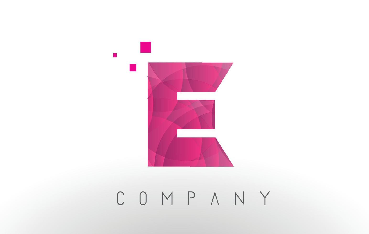 e letter logo-ontwerp met patroon van paarse stippen. vector
