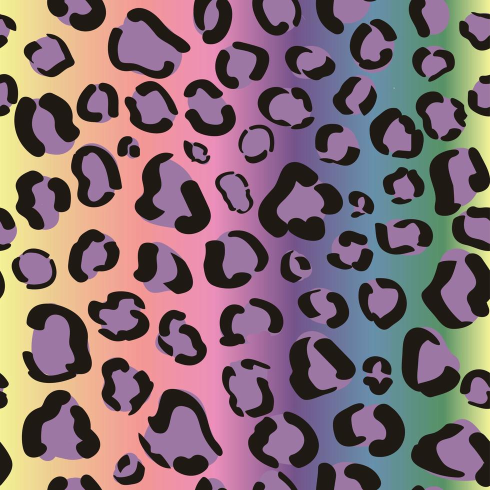 pastel naadloos regenboogluipaardpatroon. vector cheetah print achtergrond. hippie kleurrijk papier