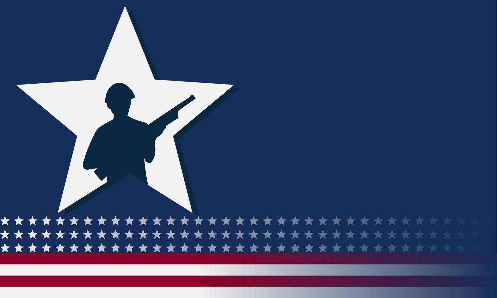 veteranen dag achtergrond met silhouet van een veteraan soldaat, en kopieer ruimte. geschikt om op inhoud met dat thema te worden geplaatst. vector
