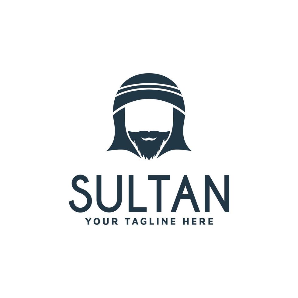 sultan of goeroe logo-ontwerp met Arabische hoofdbedekking tulband vector