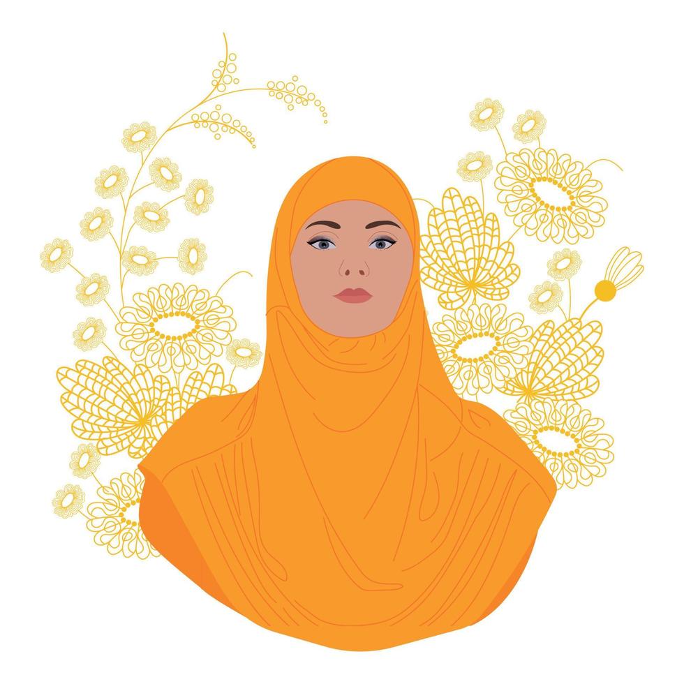 portret van jonge vrouw in hijab vector