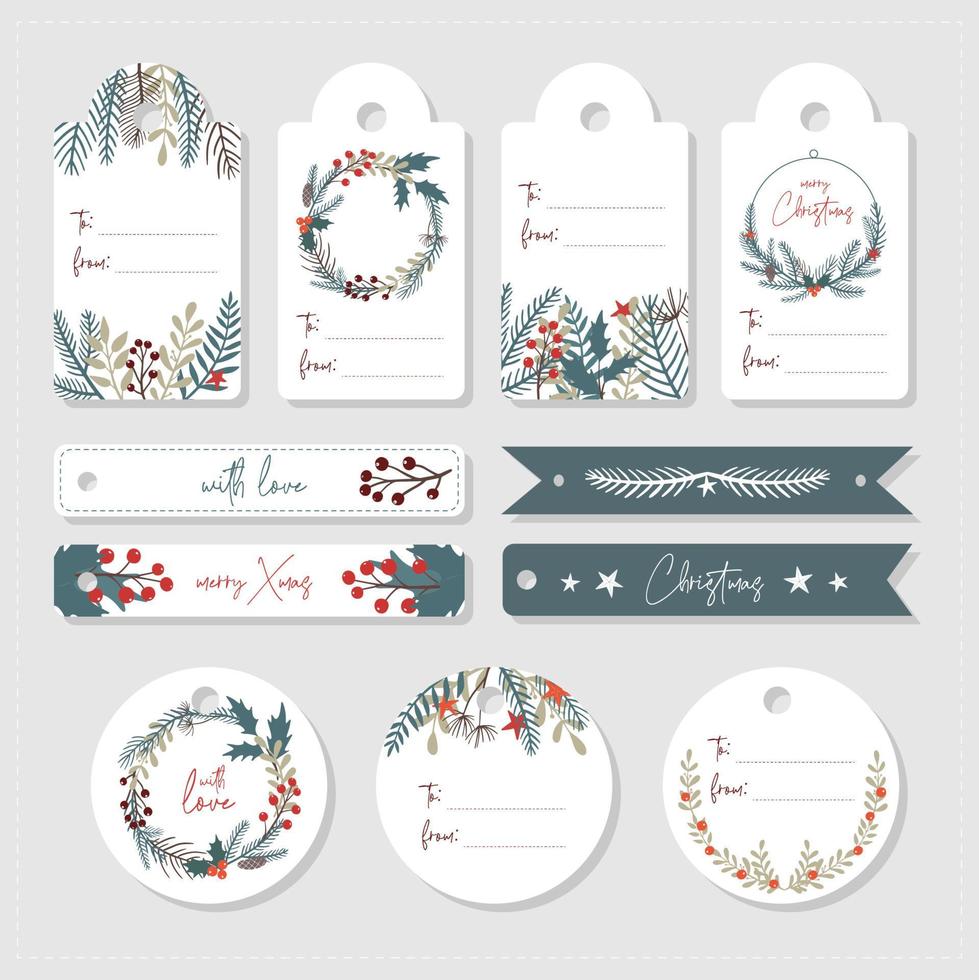 set kerst- en nieuwjaarslabels vector