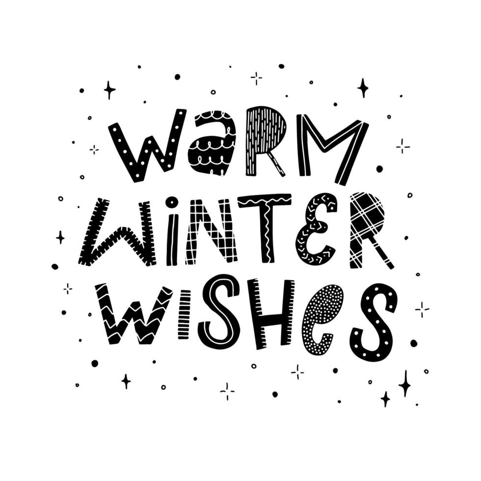 merry christmas belettering citaat 'warme winter wensen' voor wenskaarten, posters, prenten, uitnodigingen, sublimatie, stickers, enz. eps 10 vector