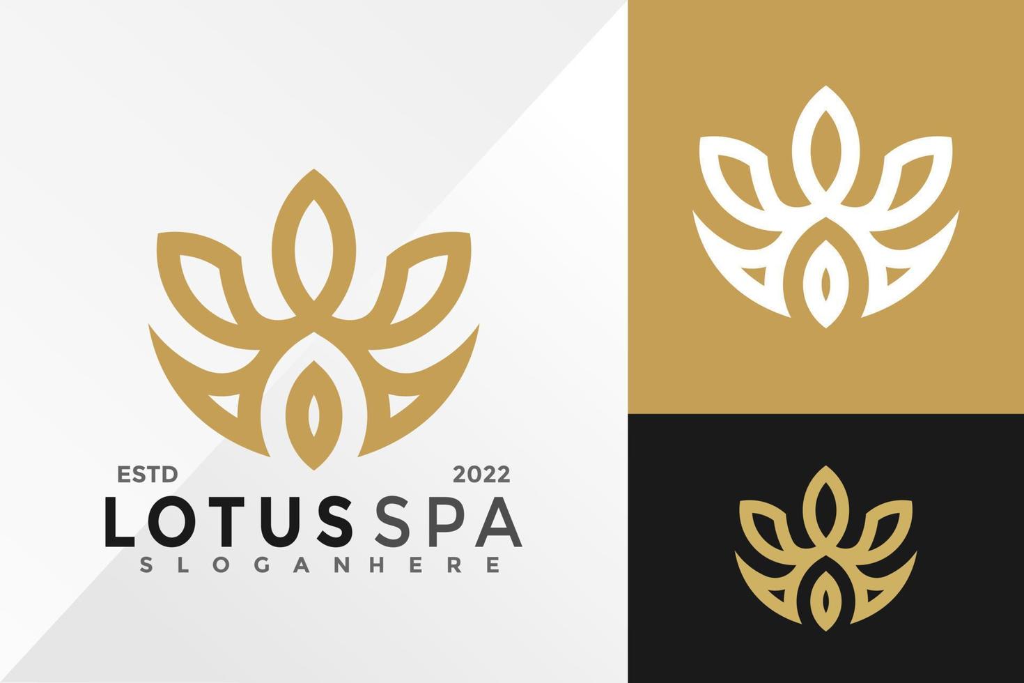 luxe lotus spa logo ontwerp vector illustratie sjabloon
