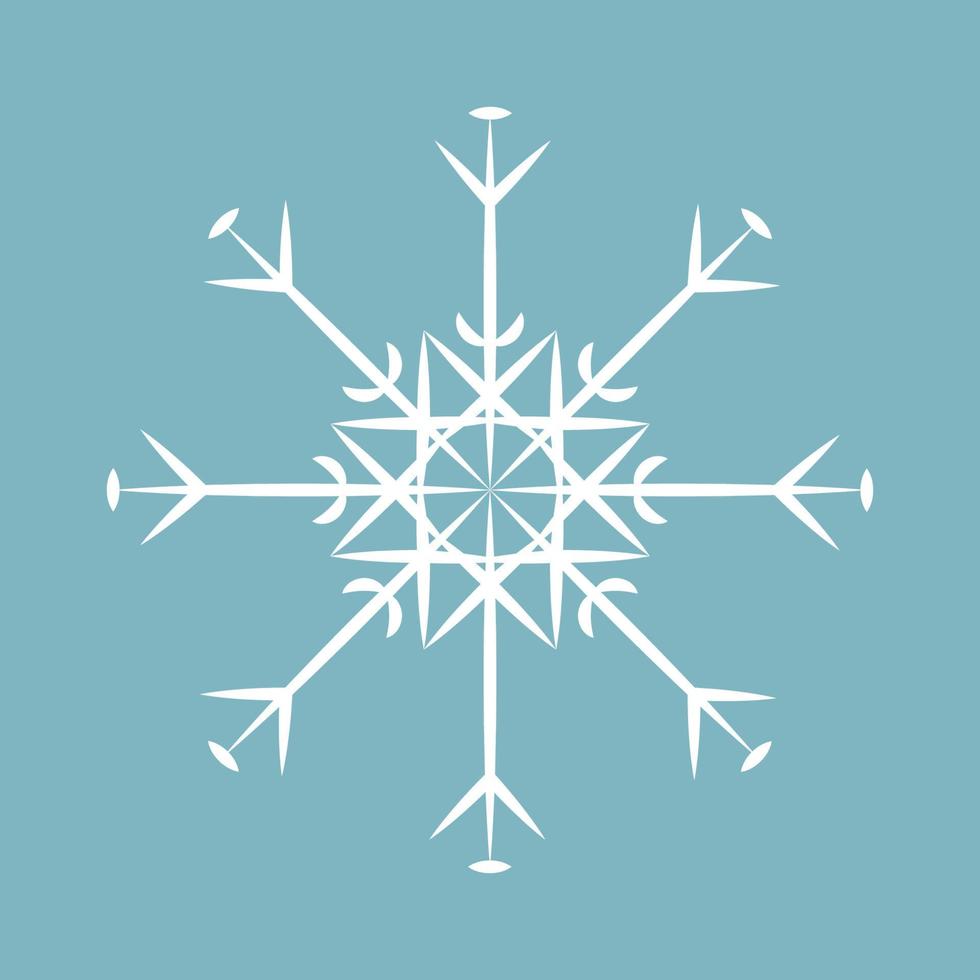 witte sneeuwvlok geïsoleerd op blauwe achtergrond. feest decor. vector illustratie