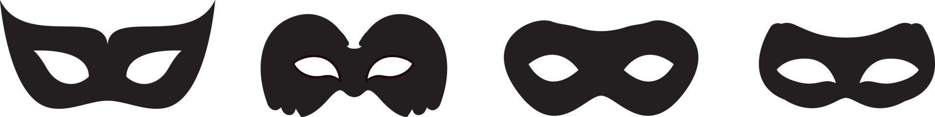 zwarte masker vector icoon collectie. verschillende maskers silhouet geïsoleerd op een witte achtergrond