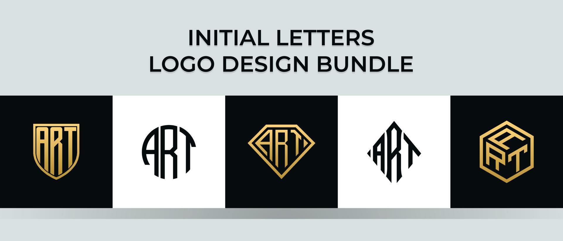 beginletters kunst logo ontwerpen bundel vector