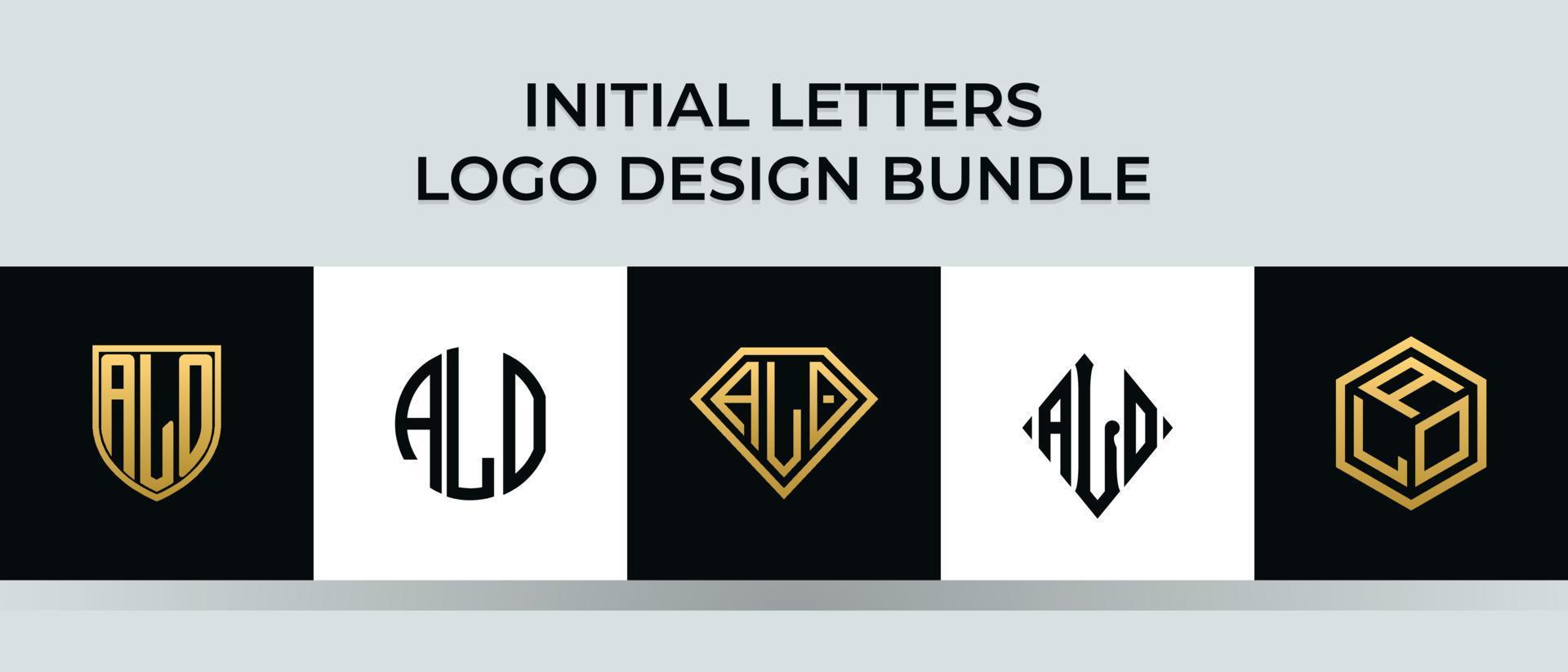 beginletters alo logo ontwerpen bundel vector