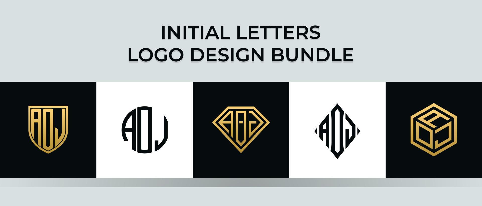 beginletters aoj logo ontwerpen bundel vector