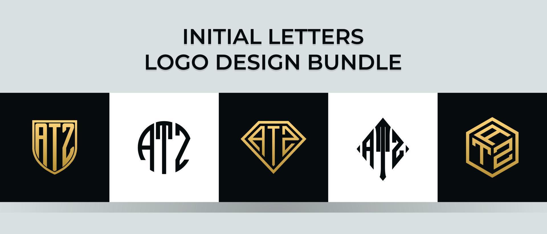 beginletters atz logo ontwerpen bundel vector