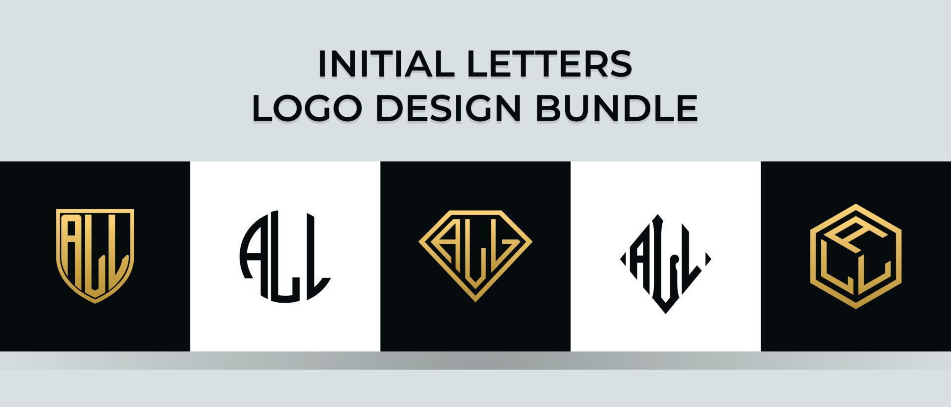 beginletters bundel alle logo-ontwerpen vector