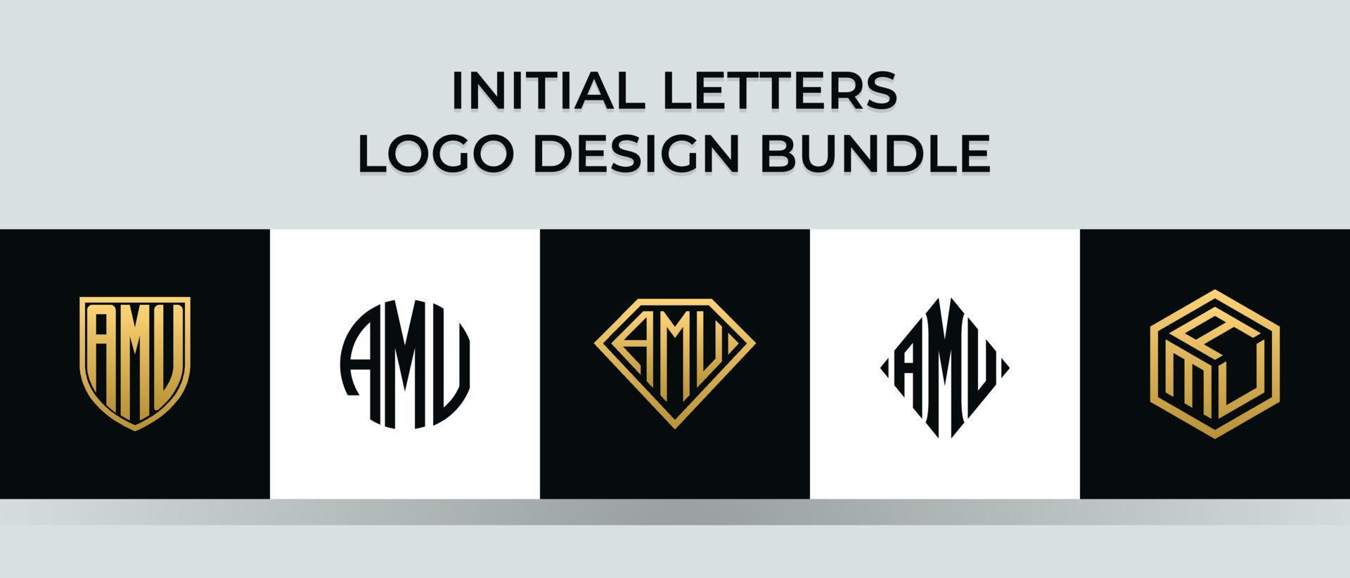 beginletters amu logo ontwerpen bundel vector