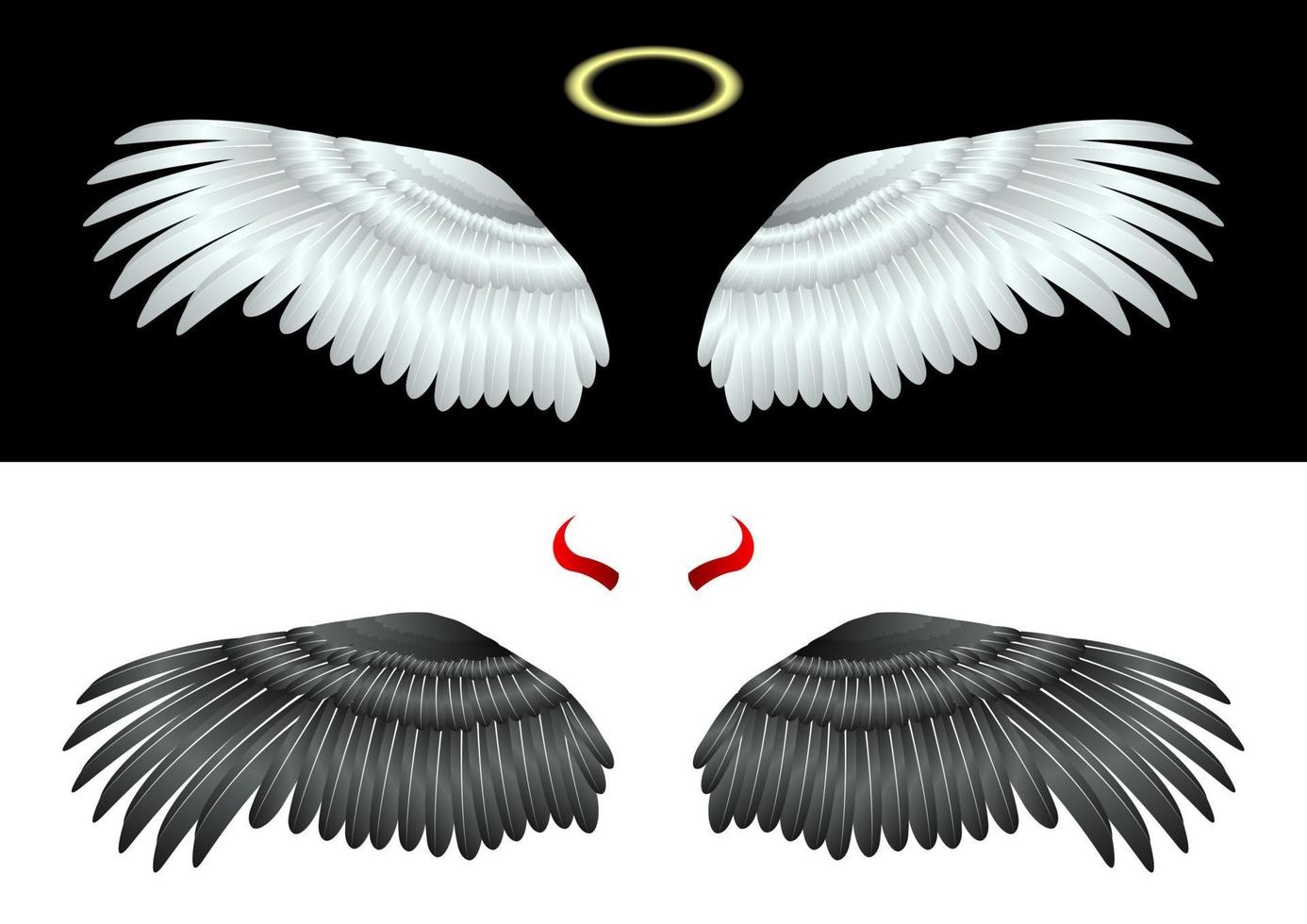 vleugels engel en gevallen engel geïsoleerd vector