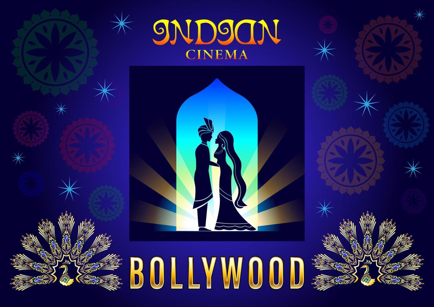 bollywood poster romantisch paar silhouet vector