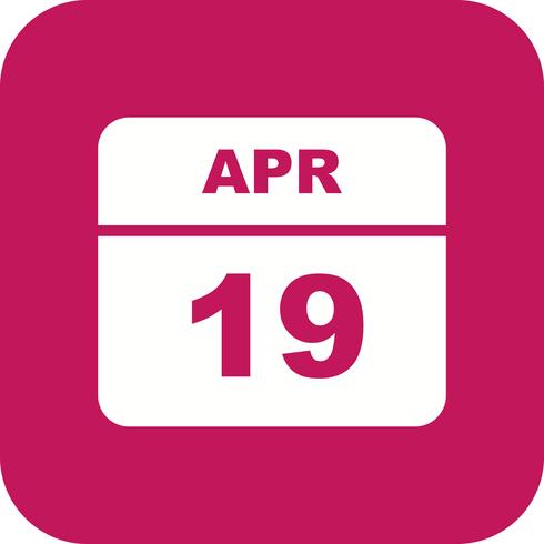 19 april Datum op een eendaagse kalender vector