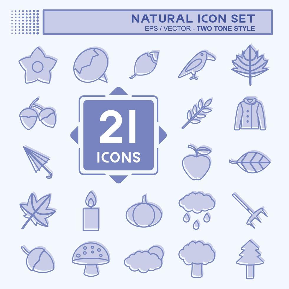 natuurlijke icon set icoon in trendy tweekleurige stijl geïsoleerd op zachte blauwe achtergrond vector