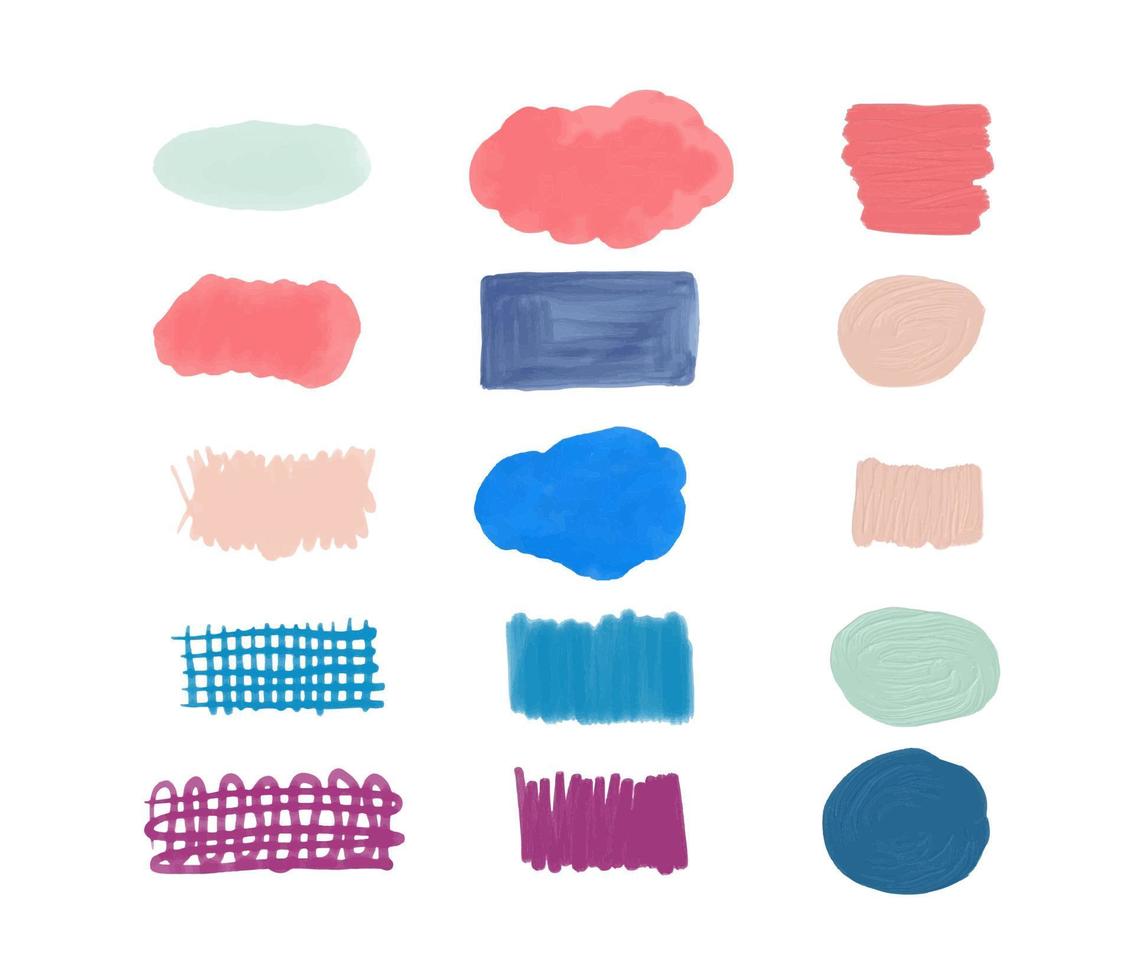 kleurrijke splatters collectie. set van verschillende vormen en pijlen vector illustratie. geïsoleerd op een witte achtergrond.