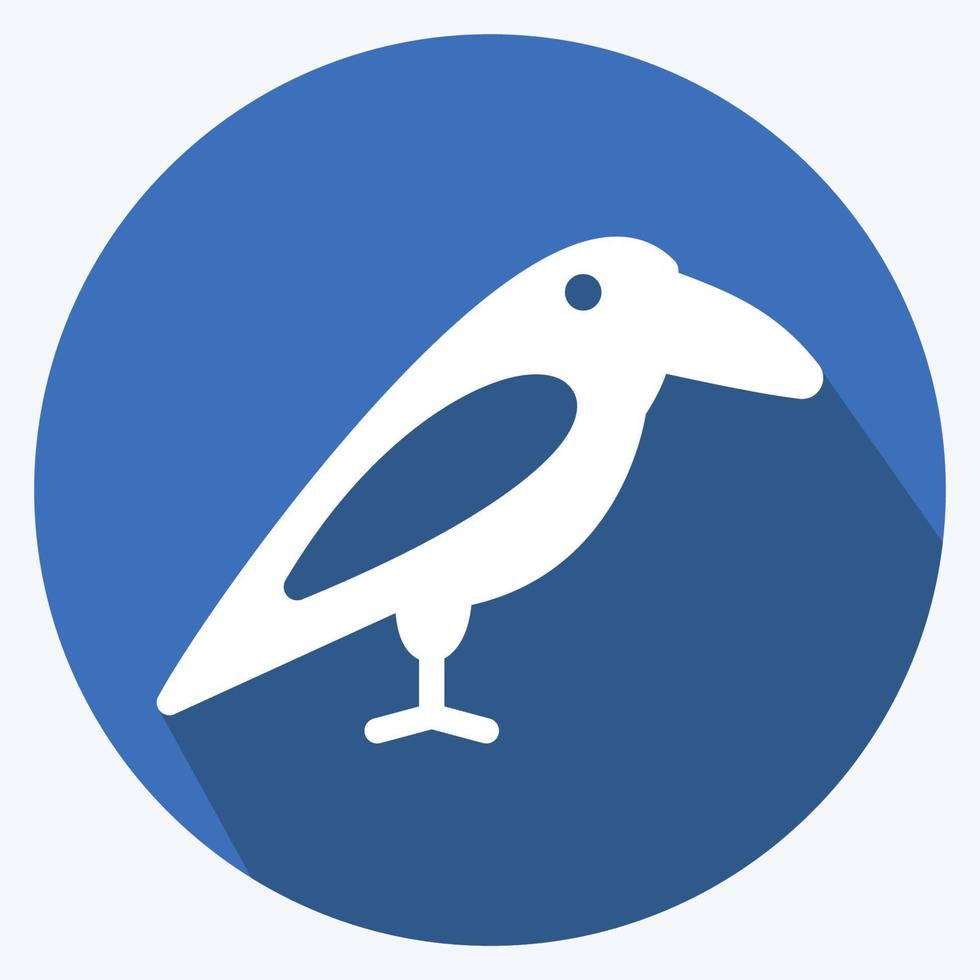 vogelpictogram in trendy lange schaduwstijl geïsoleerd op zachte blauwe achtergrond vector