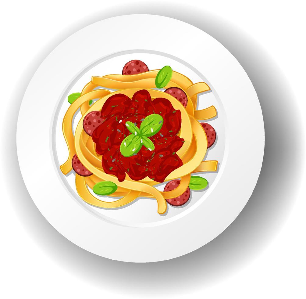 spaghetti bolognese met tomatensaus vector