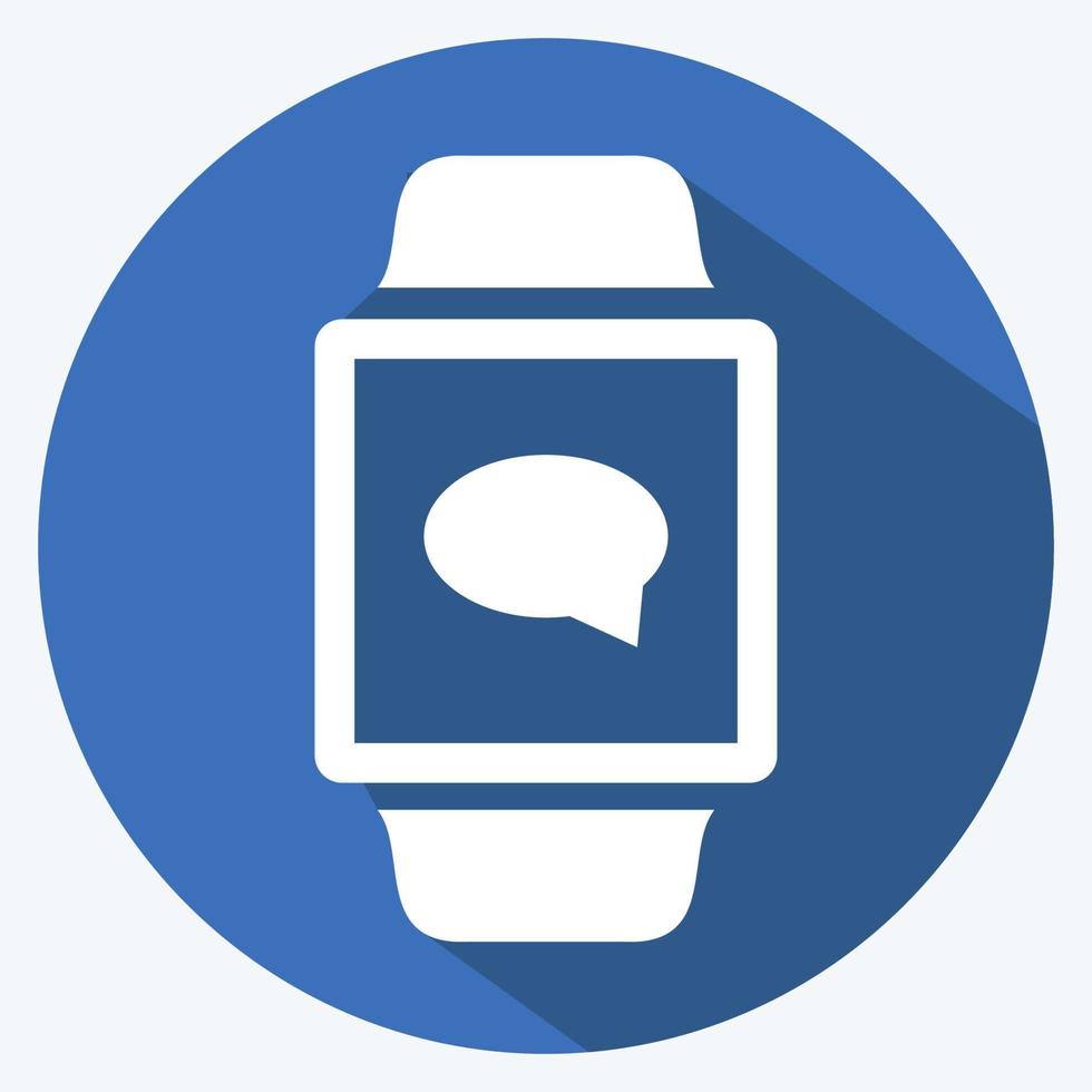 app-pictogram voor berichten in trendy lange schaduwstijl geïsoleerd op zachte blauwe achtergrond vector