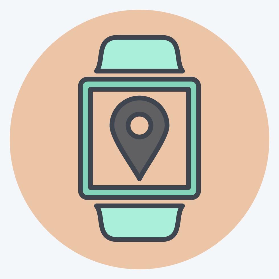 locatie app icoon in trendy kleur mate stijl geïsoleerd op zachte blauwe achtergrond vector