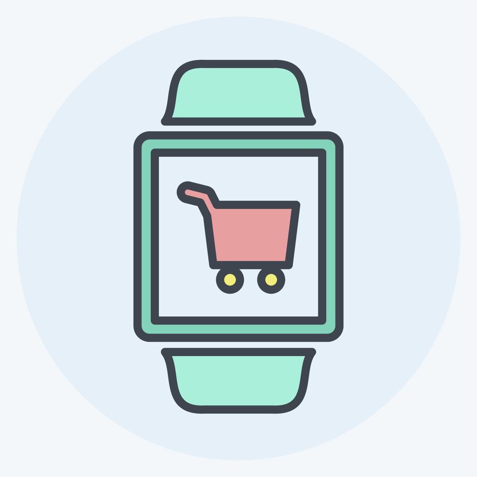 winkelen app-pictogram in trendy kleur mate stijl geïsoleerd op zachte blauwe achtergrond vector