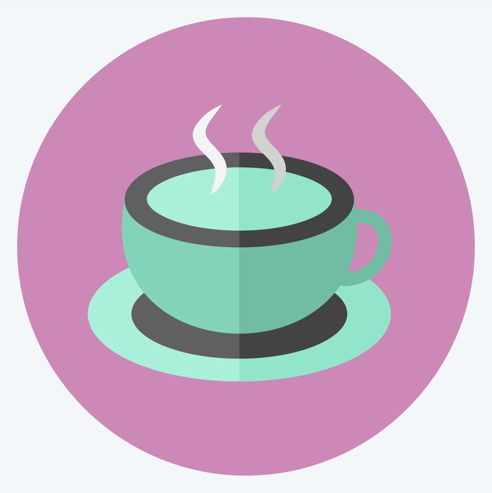 hete koffie pictogram in trendy vlakke stijl geïsoleerd op zachte blauwe achtergrond vector