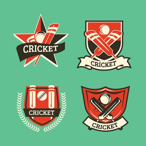 vintage cricket logo set vector