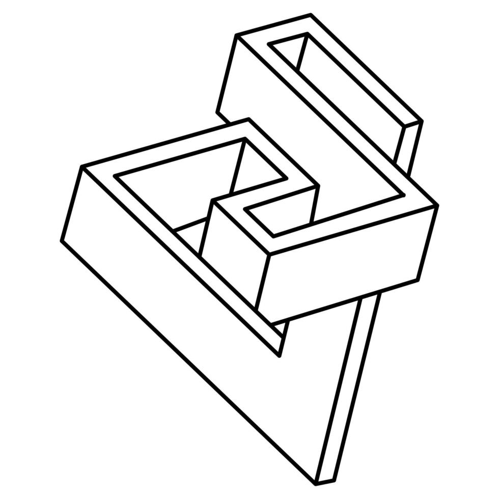 optische illusie vormen. onmogelijke objecten. op-art figuren. lijn kunst. onwerkelijke geometrische vorm. vector