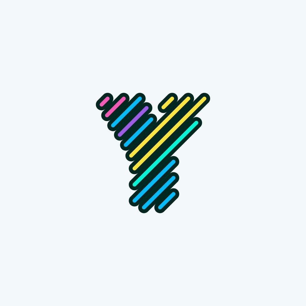 moderne kleurrijke y letter element logo ontwerpsjabloon. schattig komische alfabet pictogram vectorillustratie perfect voor uw visuele identiteit. vector