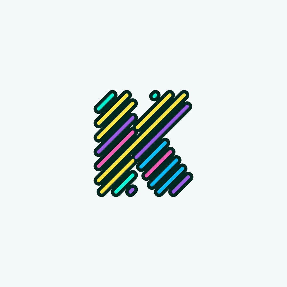 moderne kleurrijke k letter element logo ontwerpsjabloon. schattig komische alfabet pictogram vectorillustratie perfect voor uw visuele identiteit. vector