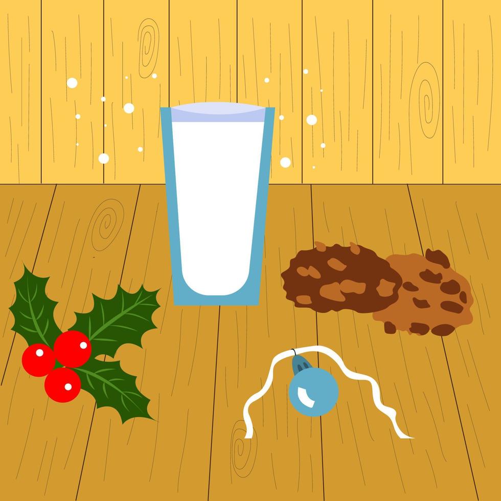 glas melk en koekjes voor de kerstman. voedsel illustratie. geïsoleerde vectorillustratie. zoete drank vector