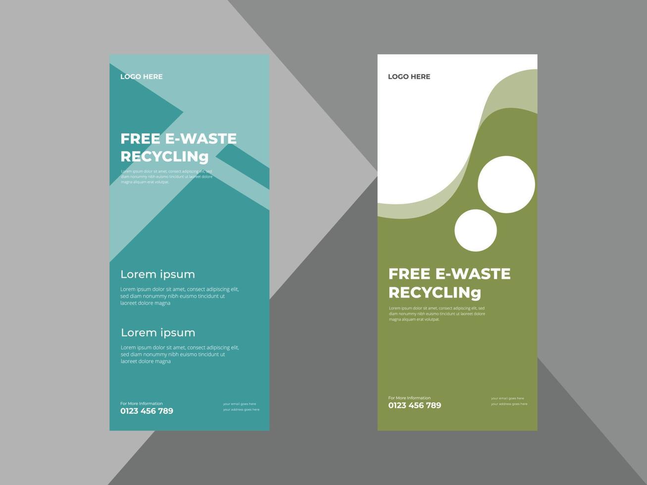 recycline evenement roll-up banner ontwerp, recycle evenement dl flyer, recycline evenement promotie bannersjabloon, folder, drukklaar vector