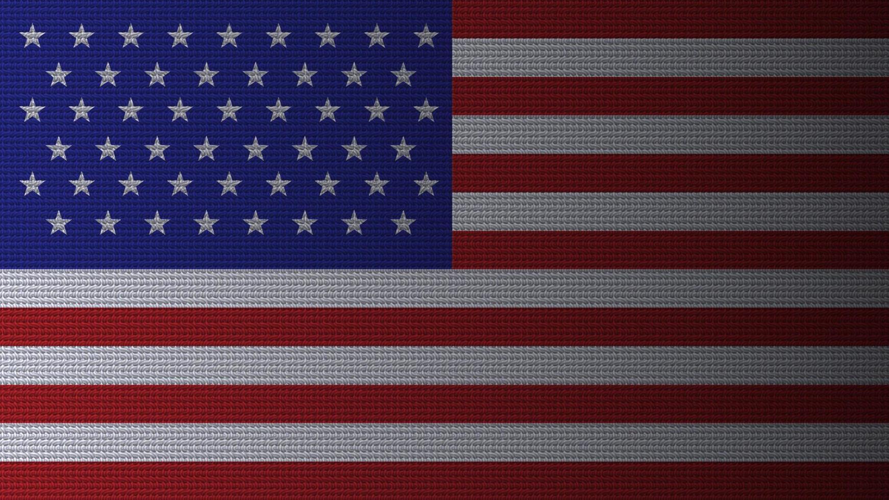 Amerikaanse nationale vlag. Amerikaanse vlag. gebreide stof getextureerde afbeelding vector met kleurovergang stijl. met sterren bezaaide banner