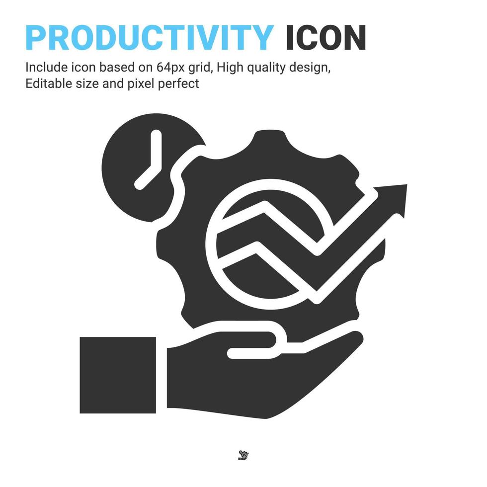 productiviteit pictogram vector met glyph-stijl geïsoleerd op een witte achtergrond. vector illustratie vooruitgang teken symbool pictogram concept voor zaken, financiën, industrie, bedrijf, apps, web en project