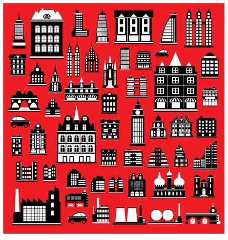 Huizen in het rood vector