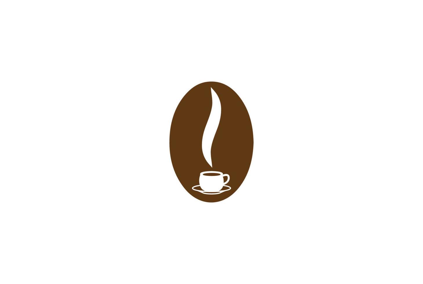 eenvoudige koffieboonmok hete koffie café restaurant logo ontwerp vector