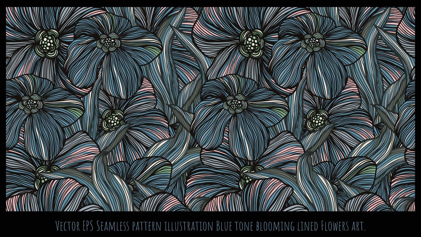 vector eps naadloze patroon illustratie blauwe toon bloeien bekleed bloemen art