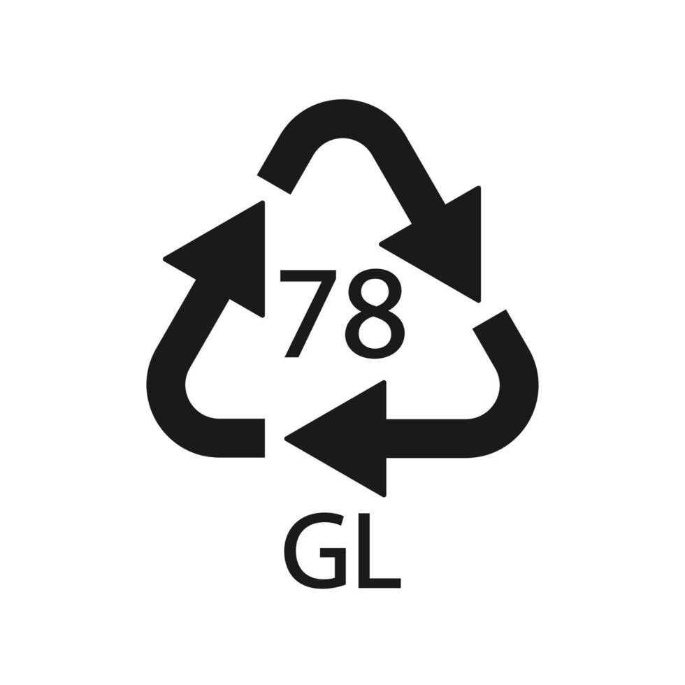 verzilverd glas. glas recycling code 78 gl. vector illustratie