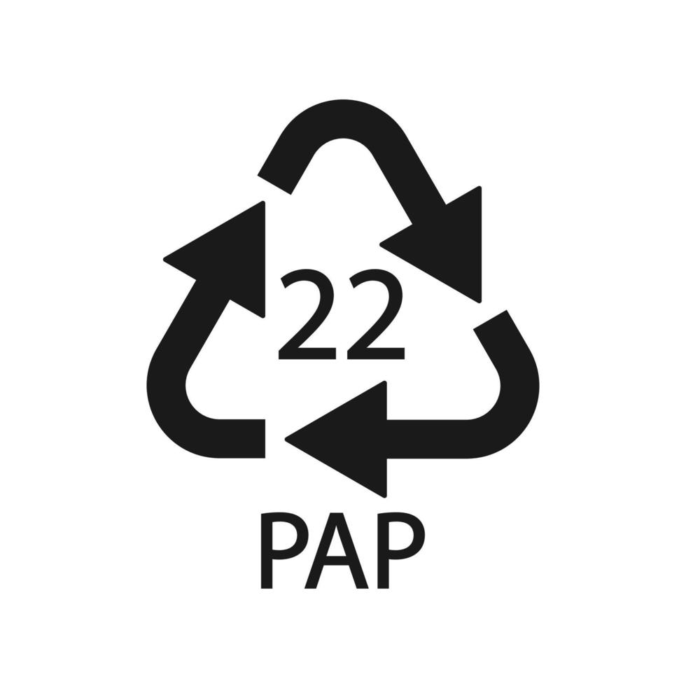 papier recycling symbool pap 22. vectorillustratie. vector