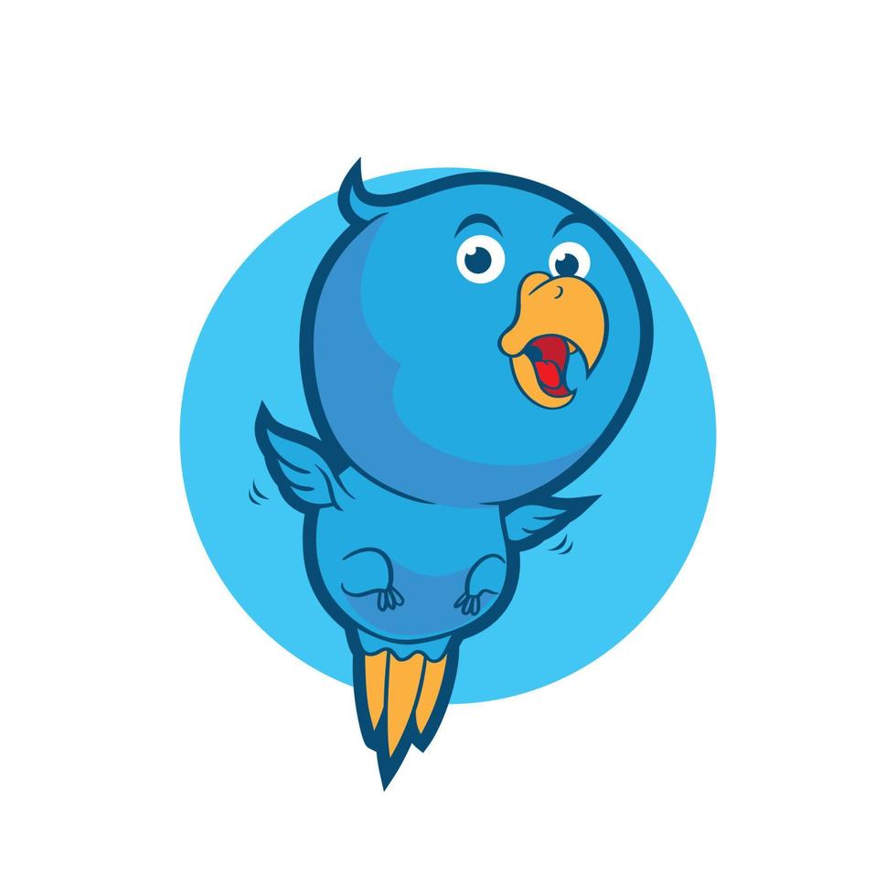 dikke blauwe vogel vliegende cartoon mascotte vector