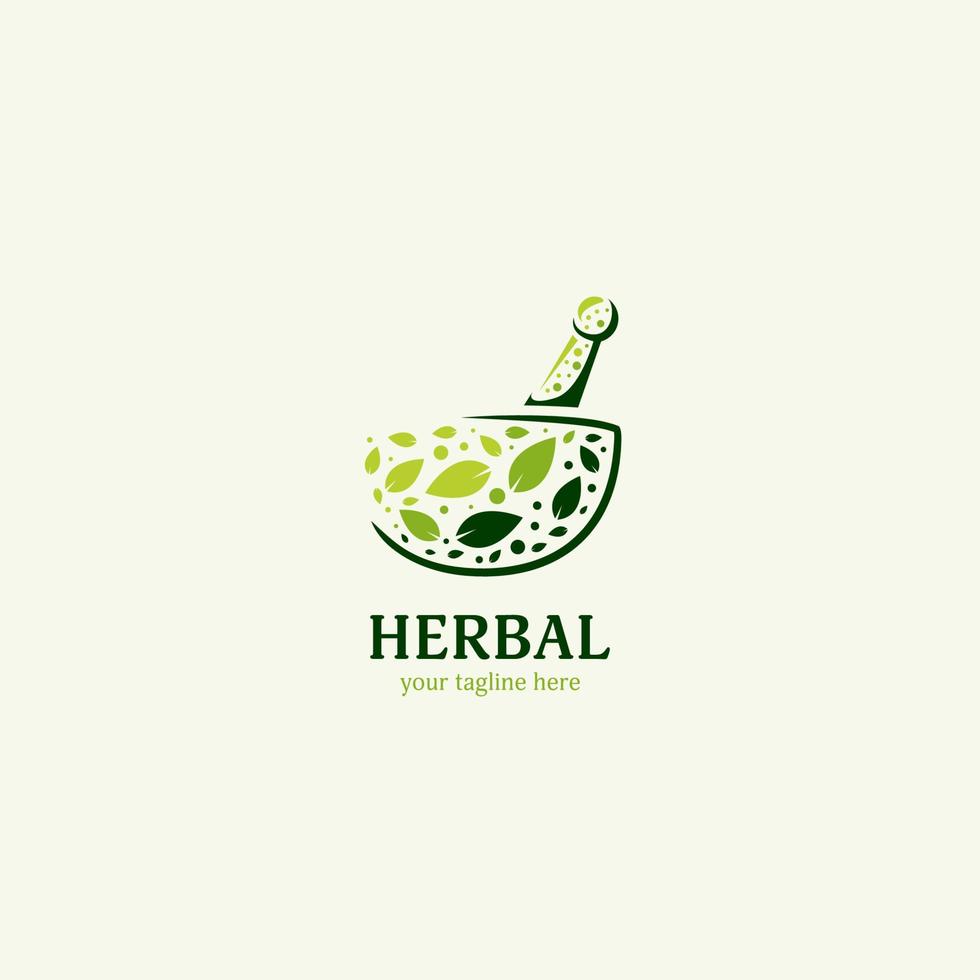 natuur natuurlijke groene kruiden logo pictogram symbool met kom en bladeren vector
