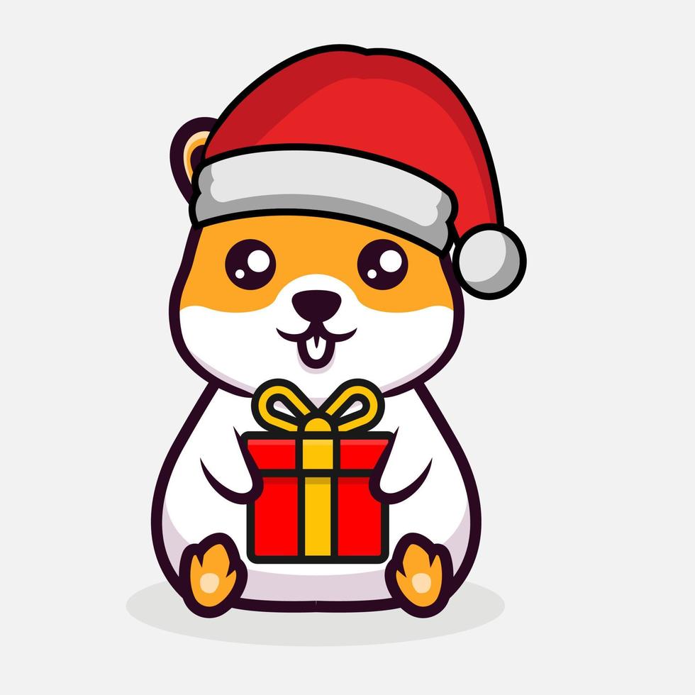 schattige hamster in kerstkostuum mascotte ontwerp illustratie vector