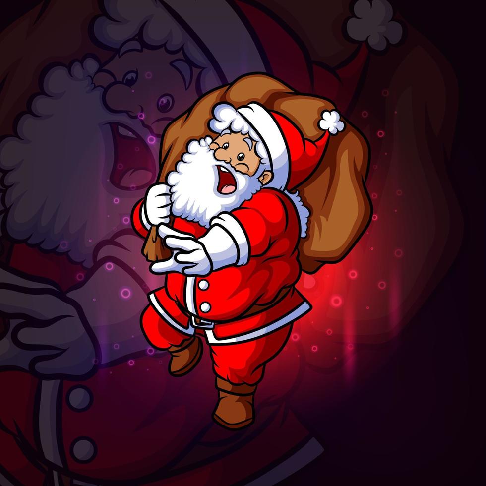 de kerstman met de geschokte uitdrukking esport-mascotteontwerp vector